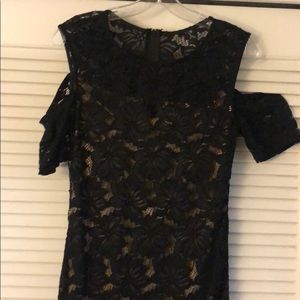 Bisou Bisou Black Lace Midi with cold shoulder